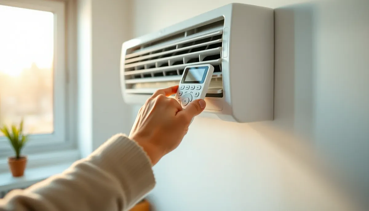 Réglage de la température d'une climatisation réversible monosplit dans une chambre lumineuse