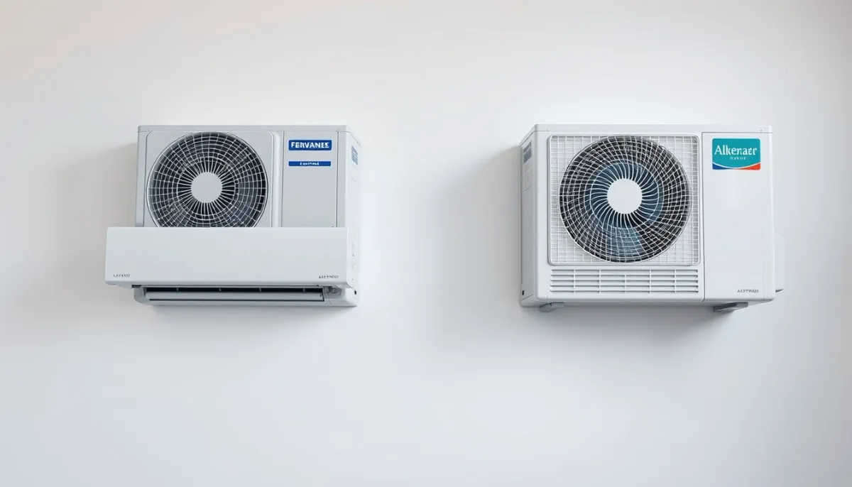 Deux unités de climatisation murale côte à côte pour comparaison