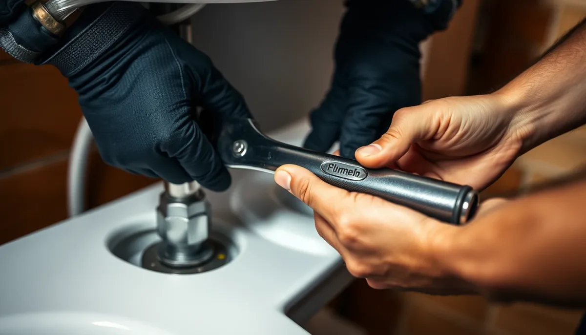 Réparation du mécanisme de chasse d'eau avec une clé à molette