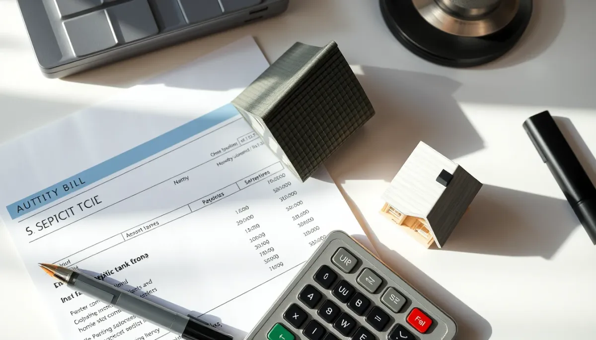 Calcul du budget pour une vidange de fosse septique avec factures et calculatrice