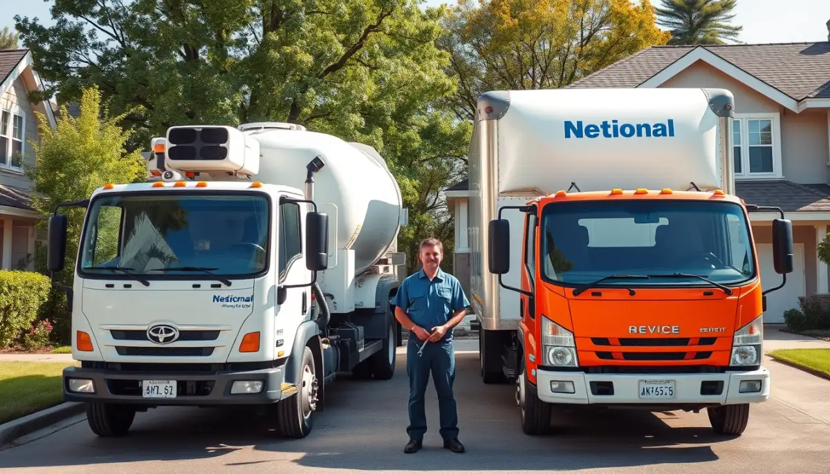 Comparaison entre un camion de vidange local et un camion de groupe national