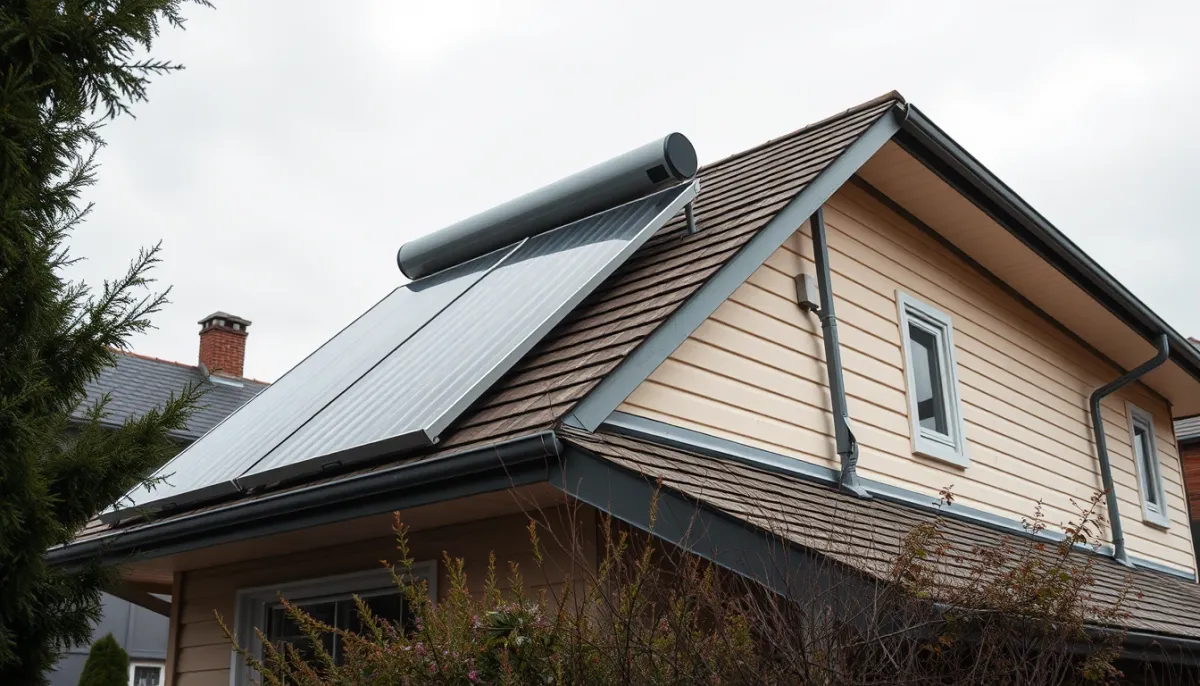 Maison équipée d'un chauffe-eau solaire dans un quartier résidentiel