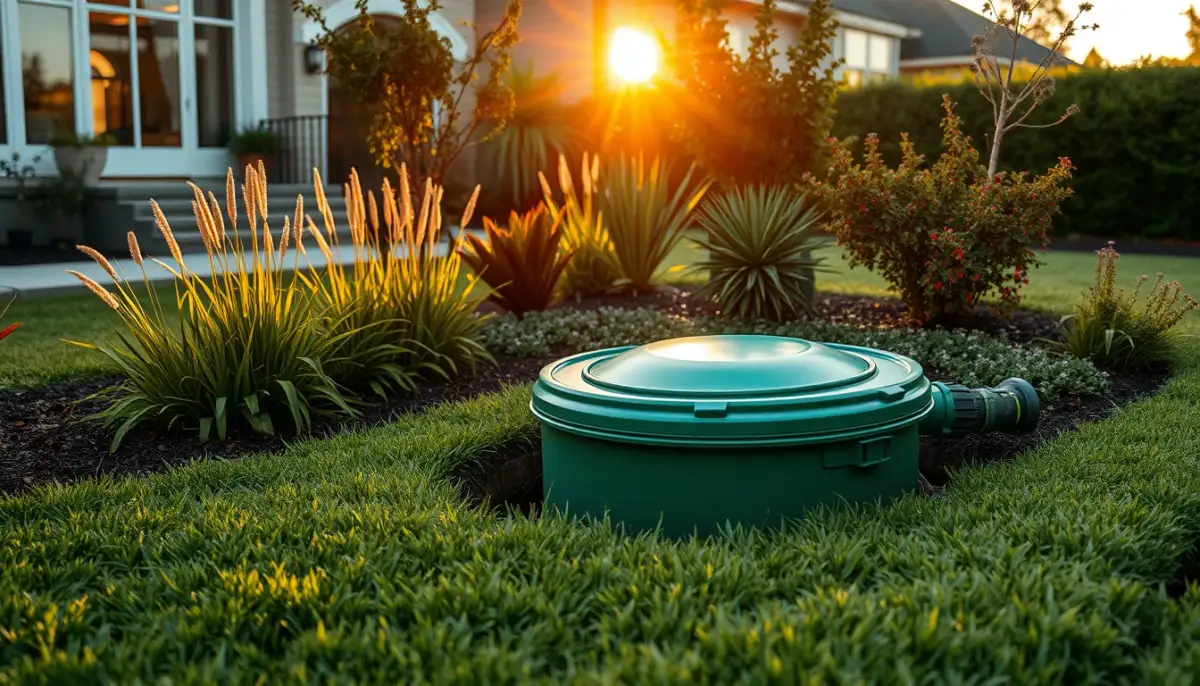 Filtre compact installé dans un petit jardin