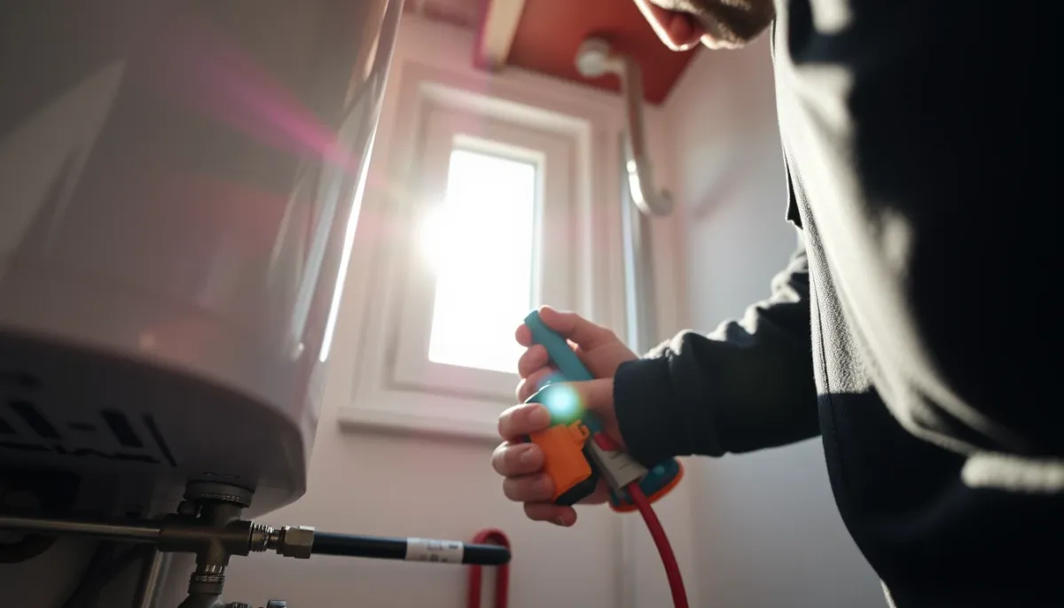 Technicien installant une chaudière gaz à condensation