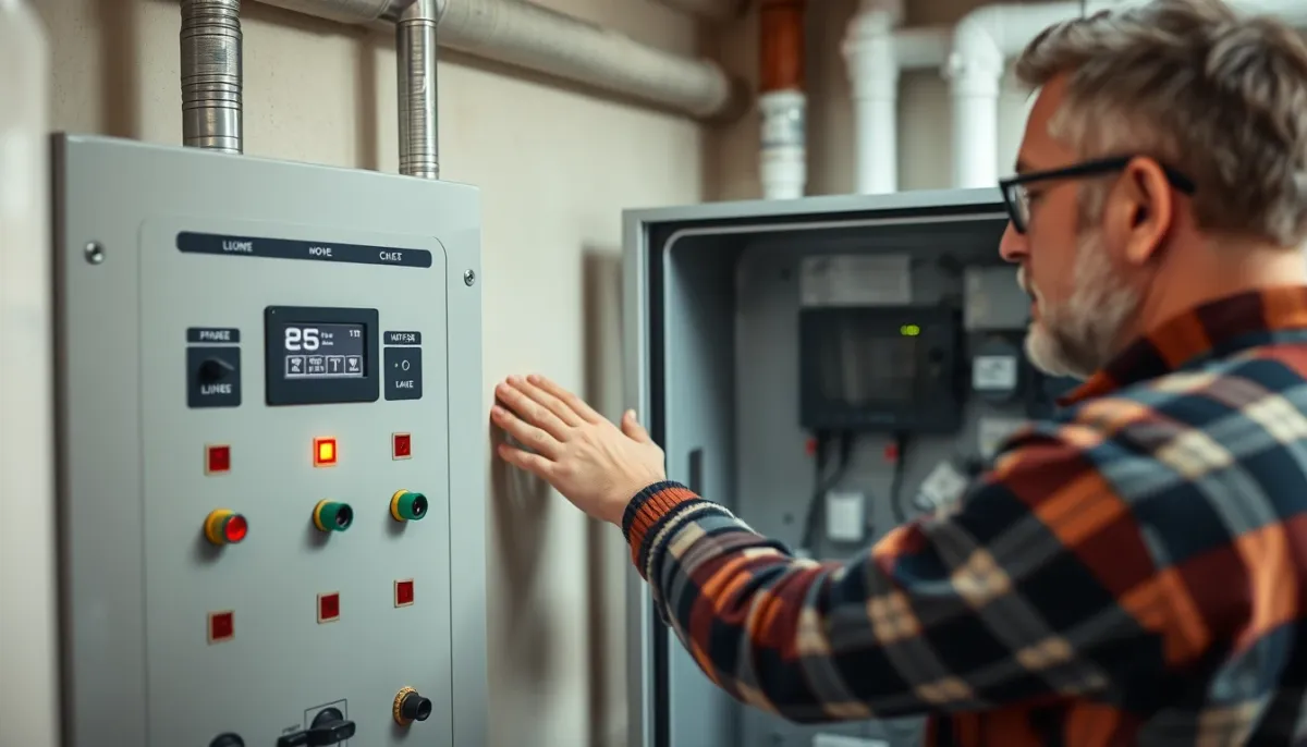 Propriétaire vérifiant le boîtier de contrôle d'une micro-station