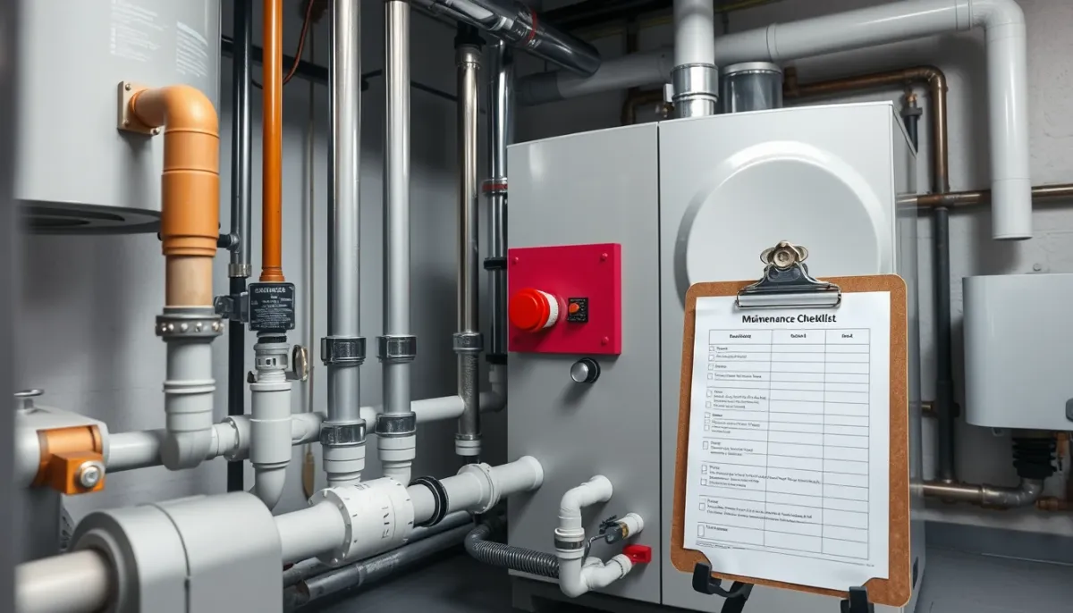 Système de chaudière à condensation entretenu avec tuyaux propres et liste de vérification