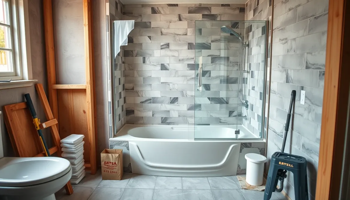 Installation d'un combiné baignoire douche lors de travaux de rénovation