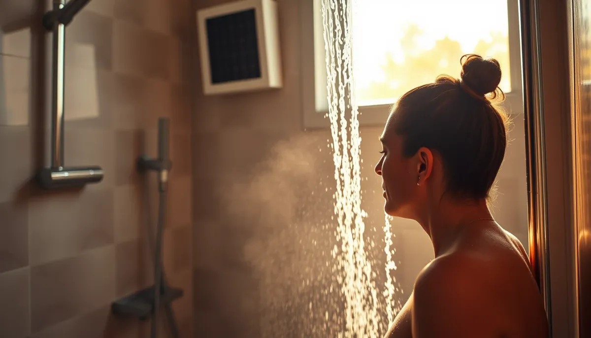 Confort d'une douche avec eau chaude produite par un chauffe-eau solaire